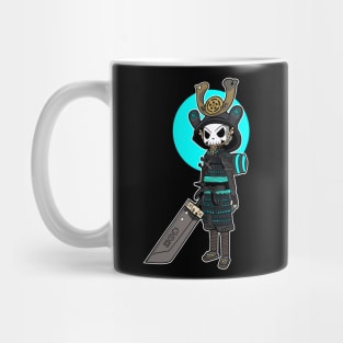 Bright Blue Skull Samurai Mug